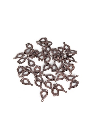 Damla Desenli 25x15 Mm Zamak Pul 10 Adet Küpe Aparat, Bileklik Ucu, Broş Aksesuar