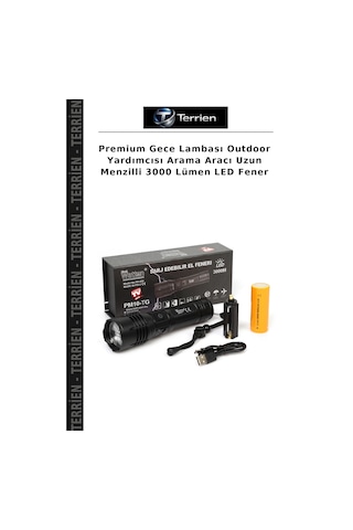Premium Gece Lambası Outdoor Yardımcısı Arama Aracı Uzun Menzilli 3000 Lümen Led Fener