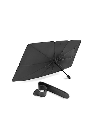 Oto Güneşlik Ve Şemsiye Tutucu Seti Katlanabilir Ön Cam Güneşliği 140x75 Cm Ve Araç İçi Organizer Askı