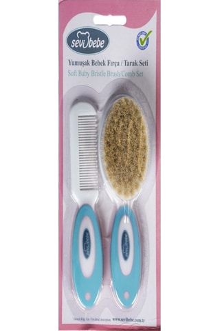 Sevi Bebe Naturel Fırça Tarak Seti Mavi