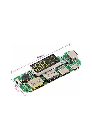 Ledli Çift Usb 5V 2.4A Micro Usbli Powerbank 18650 Şarj Kartı