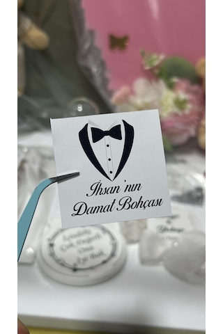 Damat Bohçası Beyaz Çikolata Etiketi 3,5 Cm 88 Adet - Arl Etiket Tasarım