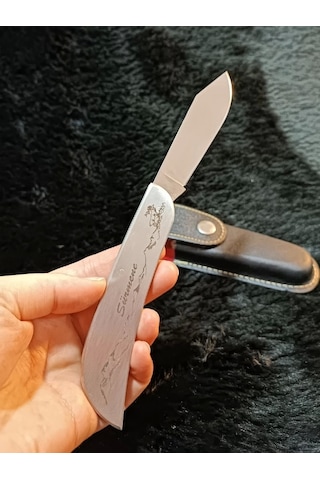 Sürbisa Krom İşlemeli Avcı Kamp Çakı Kamp Bıçağı Tek Kamp Bıçaklı 61808 8.0 Cm Metal