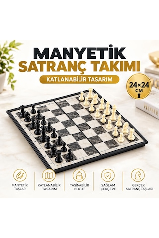 Manyetik Satranç Takımı 24x24 Cm Katlanabilir Taşınabilir Mermer Desenli Satranç Seti Manyetik Satranç Takımı 24x24 Cm Katlanabilir Taşınabilir Mermer Desenli Satranç Seti