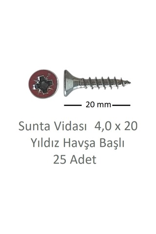 Adilon Sunta Vidası, 4,0 X 20 Mm, 25 Adet, Yhb Vida 4 x 20