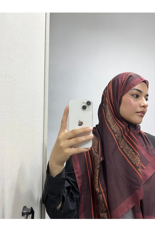 Modakaşmir Aminenesil Etnik Düz Bordo Renk Şal