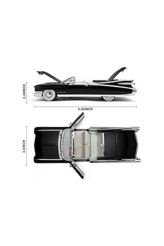 Hobiez World Orjinal 1:24 Lisanslı Cadillac Eldorado Kapısı Ve Kaputu Açılabilir Oyuncak Model Araba Siyah