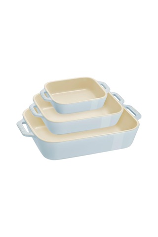 Staub Seramik Fırın Kabı Seti 3'lü Mavi Diğer