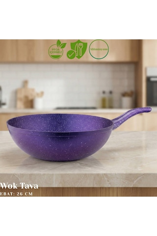 26 Cm Granit Wok Tava - Violet Violet