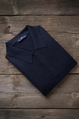 Woolen World Polo Yaka Battal Büyük Boy Yünlü Triko Kazak Lacivert