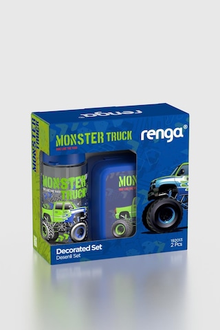 Renga Leya Monster Truck Desenli Pp Çocuk Beslenme Kabı Ve Suluk Seti 192013 Mavi Mavi