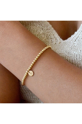 Fosenze Kadınlar İçin 14k Altın Kaplama M Harfi Bilezik - Zımba Taşımlı, Esnek Kordon, Kişiselleştirilmiş Hediye, Allerjenik Olmayan, Günlük Kullanım Uygun Altın