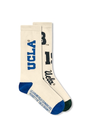 Ucla Romelos 2'li Yeşil-mavi Uzun Jakarlı Pamuk Standard Fit Unisex Çorap