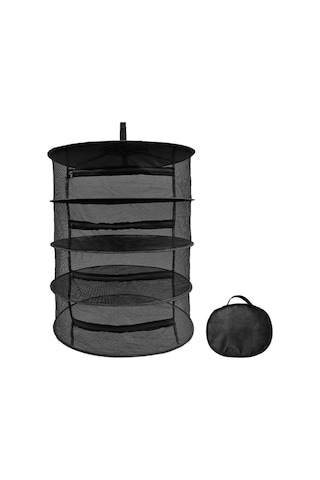 Wezone "4 Katmanlı Fermuarlı Kurutma Filesi - Otlar, Çiçekler Ve Bakliyatlar İçin Pratik Çözüm" Siyah