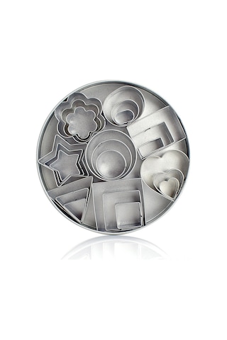 Yuntech01 430 Çelik Malzeme 24'lü Pasta Kalıbı Seti - Kalp Kurabiye, Yıldız Şeker Ve Meyve Kesici - Demir + Deri Kutuda Diğer