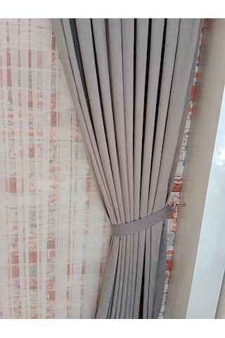 Gri Renk Fon Kadife Perde Çift Kanat 1/3 Sık Pileli Dikim V-43 Gri