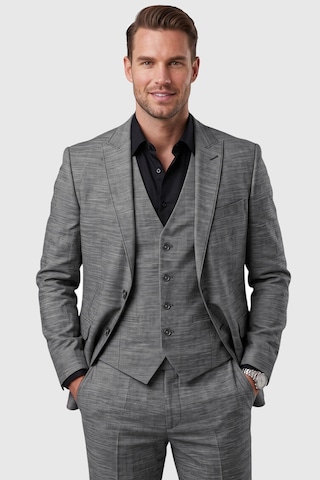 Deepsea Antrasit 3 Parça Slim Fit Yelekli Erkek Takım Elbise Çift Yırtmaçlı Modern Kesim 2601631