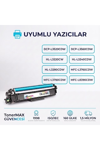 Brother Tn-279 . Toner Mavi- Çipli / Dcp-l3520cdw / L3560cdw / Hl-l3220cw / L3240cdw / L3280cdw / Mfc-l3720cdw / L3760cdw / L3755cdw / L3780cdw / L8390cdw