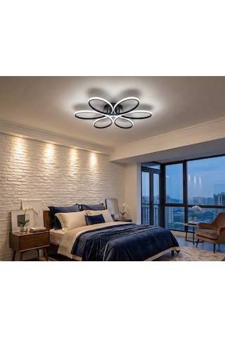 3 Renkli Yonca 6 Lı Siyah Plafonyer Salon Mutfak Çocuk Odası Yemek Masası Ve Antre İçin Modern Led