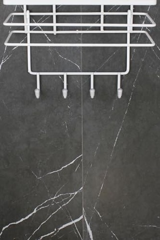 Lif Ve Kese Askılığı Beyaz Termoplastik Kaplamalı Banyo Köşeliği, Duş Rafı Ve Duş Askılarına Uyumlu Beyaz Açık Ahşap