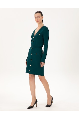 Pierre Cardin Kadın Koyu Yeşil Elbise Triko 50290605-vr079 Koyu Yeşil