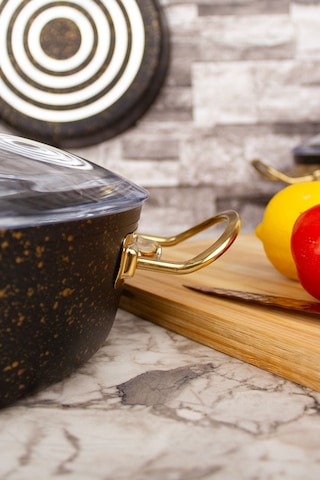 Çarşıdayız Stil 7 Parça Siyah Gold Granit Tencere Seti 26 Cm Siyah
