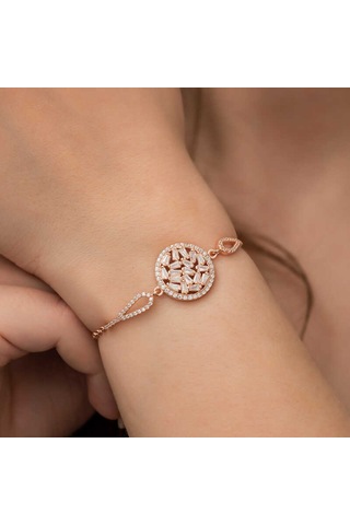 Kenpazar 925 Ayar Gümüş Rose Baget Taşlı Bileklik Gümüş