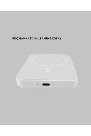 Manyetik Kablosuz Powerbank İphone 12/13/14/15 Uyumlu, Hızlı Şarjlı, Csmtex - 93 Ultra Hafif siyah