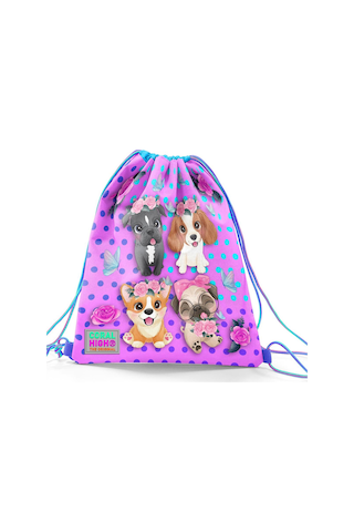 Coral High Kids Pembe Köpek Desenli İpli Büzgülü Sırt Çantası 12645 Lila