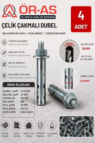 Çelik Dubel - 4 - Adet