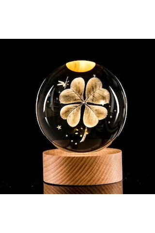 Larimar Işıklı Yonca Tasarımlı Cam Küre - 9020569938263lmr