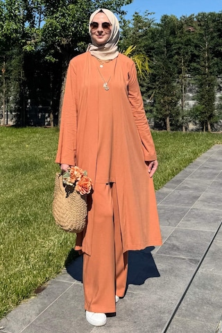 Rabia Şamlı Yaren Üçlü Takım Kiremit Çok Renkli
