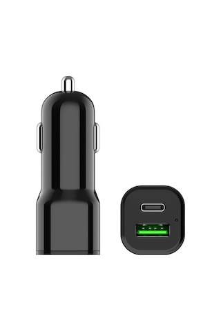 38w Type-c + Usb 2 Girişli Süper Hizli Araç Şarj Cihazi Şarj Başliği