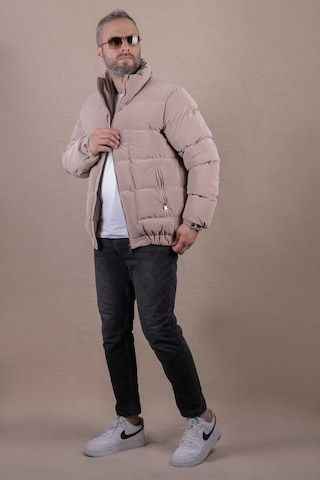 Ohepmoda Dik Yaka Nova Soft Kumaş Erkek Şişme Mont Sütlü Kahve