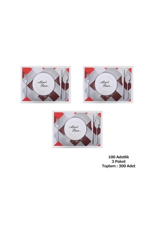 Kağıdı Afiyet Olsun Baskılı Beyaz Masa Örtüsü - 29 X 40 Cm. - 100 Adetlik 3 Paket Genel