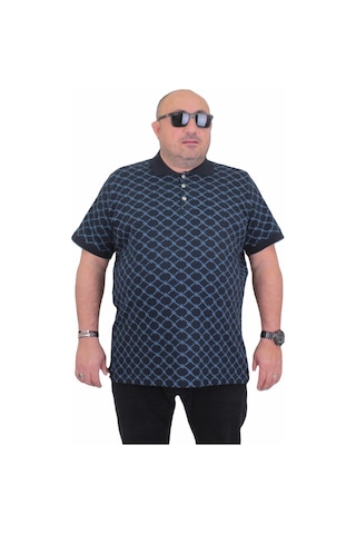 Starbattal Erkek Büyük Beden Polo Yaka Tişört Square 24452 Lacıvert-Lacıvert Lacivert