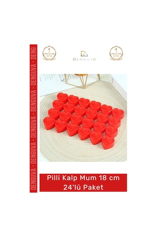 Ledmum Pilli Kalp Led Dekoratif Romantik Alevsiz Şık Aydınlatma Güvenli Mum 18cm 24'lü Paket Çok Renkli