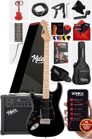 Midex Rph-31bk-25amp Solak Elektro Gitar 25w Amfili Full Set