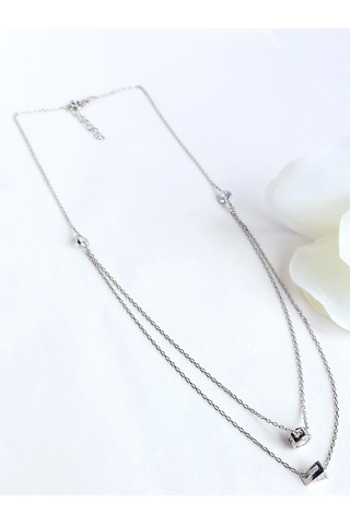 Baget Işıltılı Modern So Tasarım Kadın Gümüş Kolye