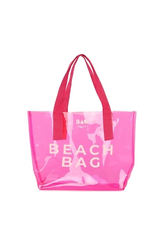 Bagmori Beach Bag Baskılı Şeffaf Plaj Çantası Fuşya