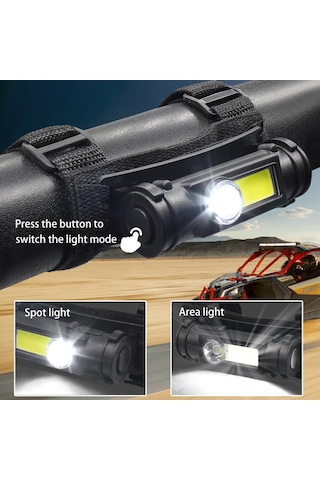 Shineyee Usb Şarjlı 30w Xpe 25w Cob Led Feneri, 2 Işık Modu, 180 Döner, 1.5-2 İnç Borular İçin Utv Atv Araçlar İçin Su Geçirmez