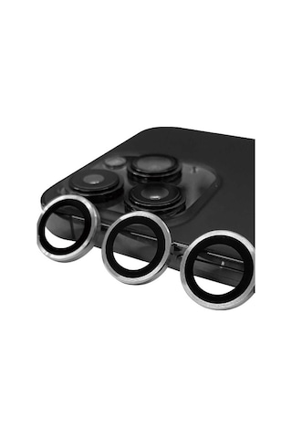 iPhone Uyumlu 15 Pro Max Raze Metal Kamera Lens - Gümüş