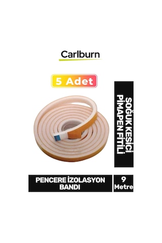 5 Adet 9 Metre İzolasyon Bandı Yapışkanlı Cam Yalıtım Süngeri Rüzgar Soğuk Kesici Pimapen Fitili 0.05 M