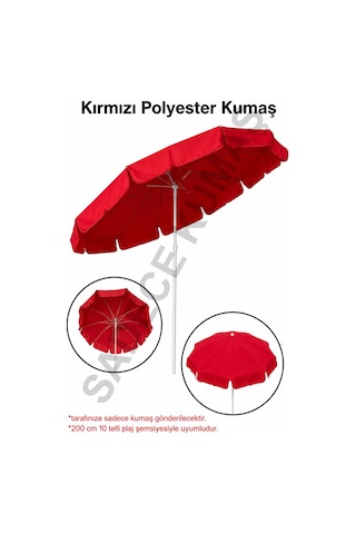 Kırmızı Polyester Kumaş, 200 Cm / 10 Telli Plaj Şemsiyesi Uyumlu