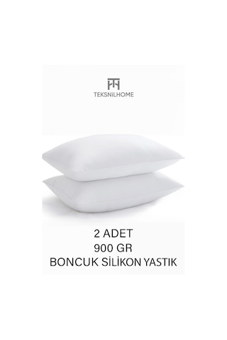 2 Adet Boncuk Silikon Yastık 900 Gram Antialerjik 50x70 Cm Premıuım Yastık Beyaz
