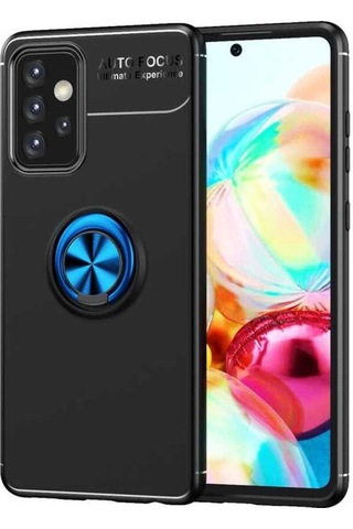 Samsung Uyumlu Galaxy A72 Kılıf Zore Ravel Silikon Kapak Siyah-Mavi