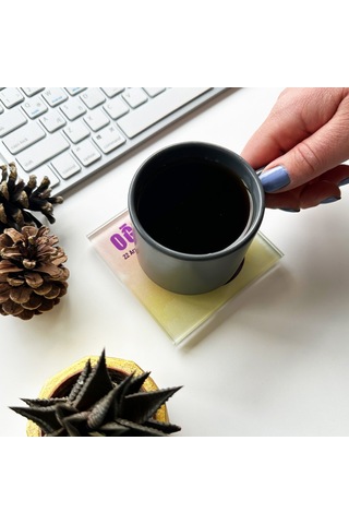 Decorita Cam Bardak Altlığı Burçlar - Oğlak Burcu 4'lü Takım Çok Renkli