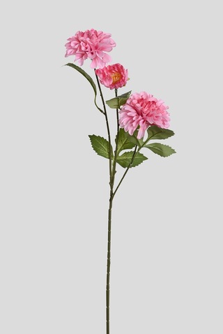 Pembe Yapay Dahlia Yıldız Çiçeği 3 Dallı Lüx İpeksi Dokulu 75 Cm