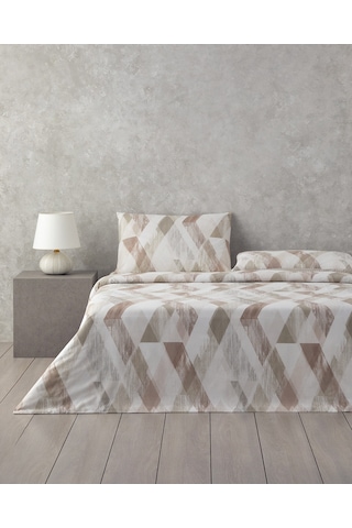 Modern Argyle Pamuklu Ranforce Tek Kişilik Nevresim Takımı 160x220 Cm Bej Bej