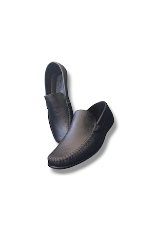 Growish Ge0186 Hakiki Esnek Yumuşak Deri Comfort Tokasız Ayakkabı Siyah